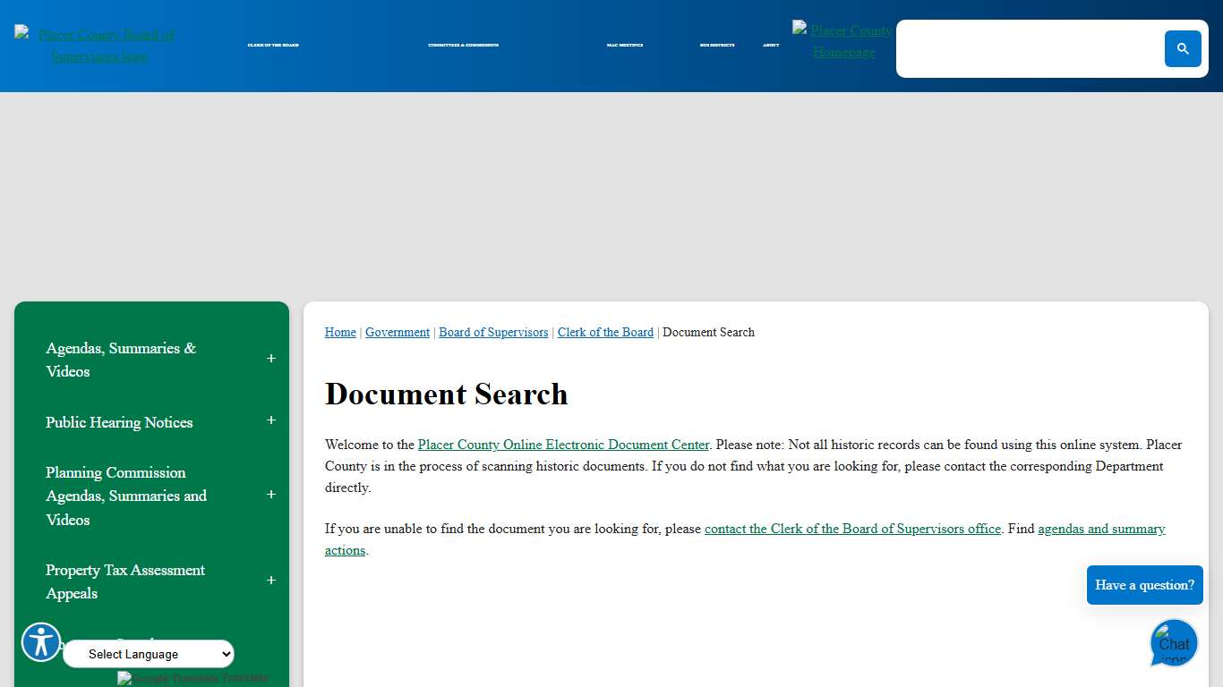 Document Search | Placer County, CA