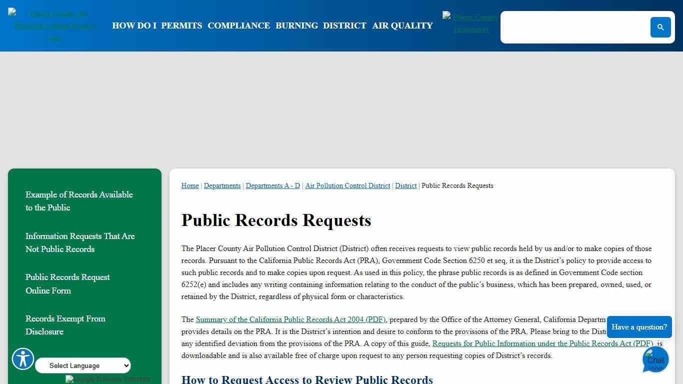Public Records Requests | Placer County, CA