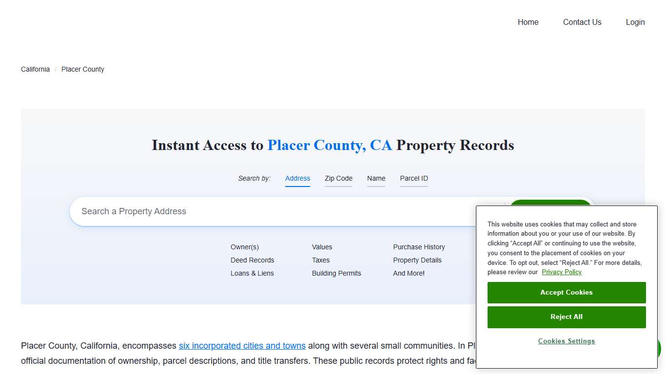 Placer County Property Records | Owners, Deeds, Permits
