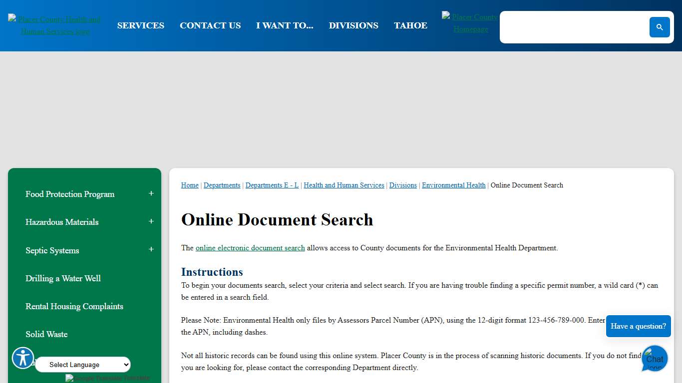 Online Document Search | Placer County, CA